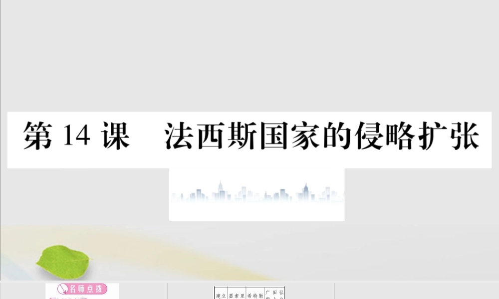 九年级历史下册 第四单元 经济大危机和第二次世界大战 第14课 法西斯国家的侵略扩张习题课件 新人教版 课件