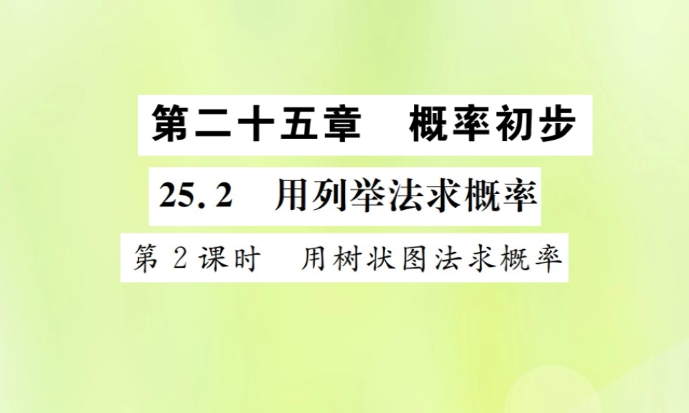 九年级数学上册 第二十五章 概率初步 252 用列举法求概率 第2课时 用树状图法求概率课件 (新版)新人教版 课件