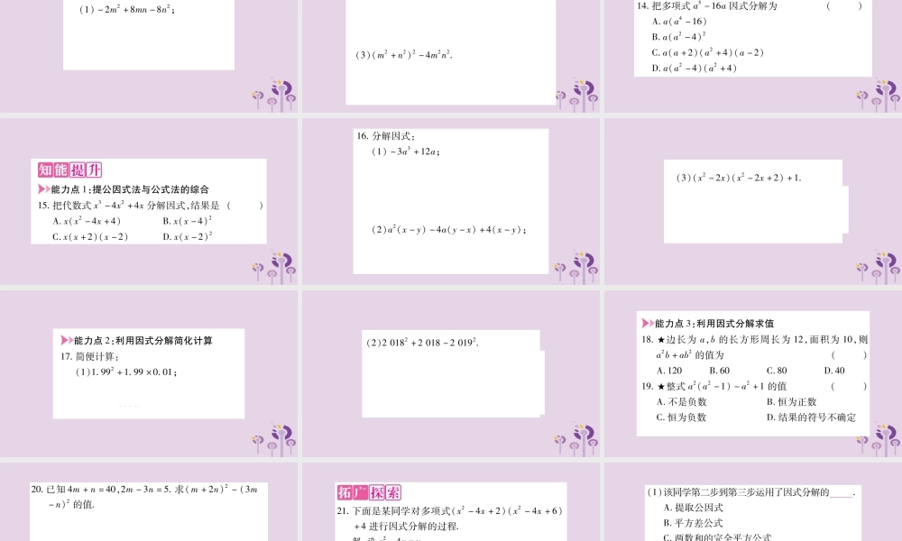 八年级数学上册 第12章 整式的乘除 12.5 因式分解作业课件 (新版)华东师大版 课件