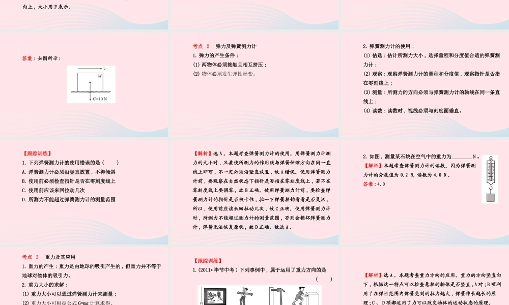 八年级物理下册 阶段专题复习 第七章 力课件 (新版)新人教版 课件