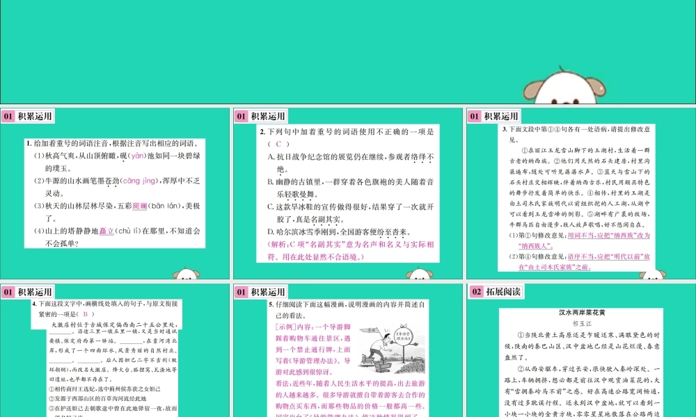 八年级语文下册 第五单元 滴水经过丽江课件 新人教版 课件