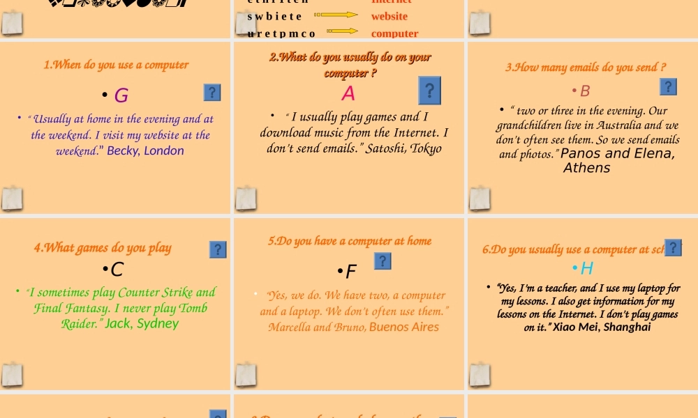 七年级英语上册 Module 10 ComputersUnit 3 Language in use课件 外研版 课件