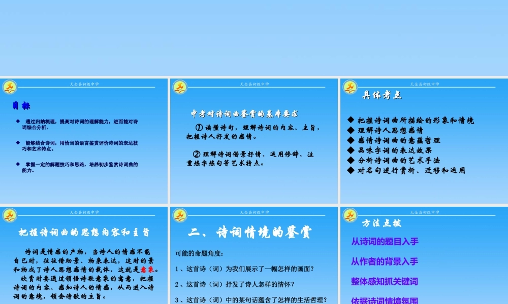 诗词曲鉴赏专题复习