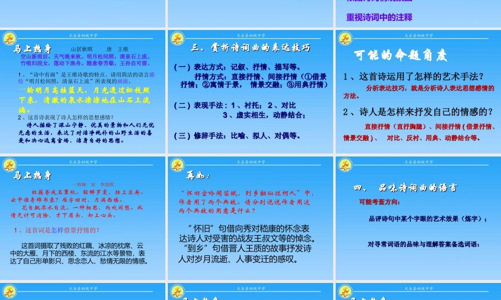 诗词曲鉴赏专题复习