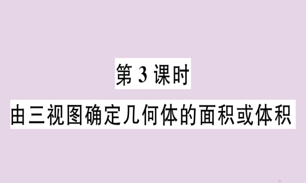 九年级数学下册 第二十九章 投影与视图 292 三视图 第3课时 由三视图确定几何体的面积或体积习题讲评课件 (新版)新人教版 课件