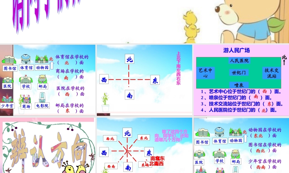 二年级数学下册三%20方向与路线1%20辨认方向第一课时课件