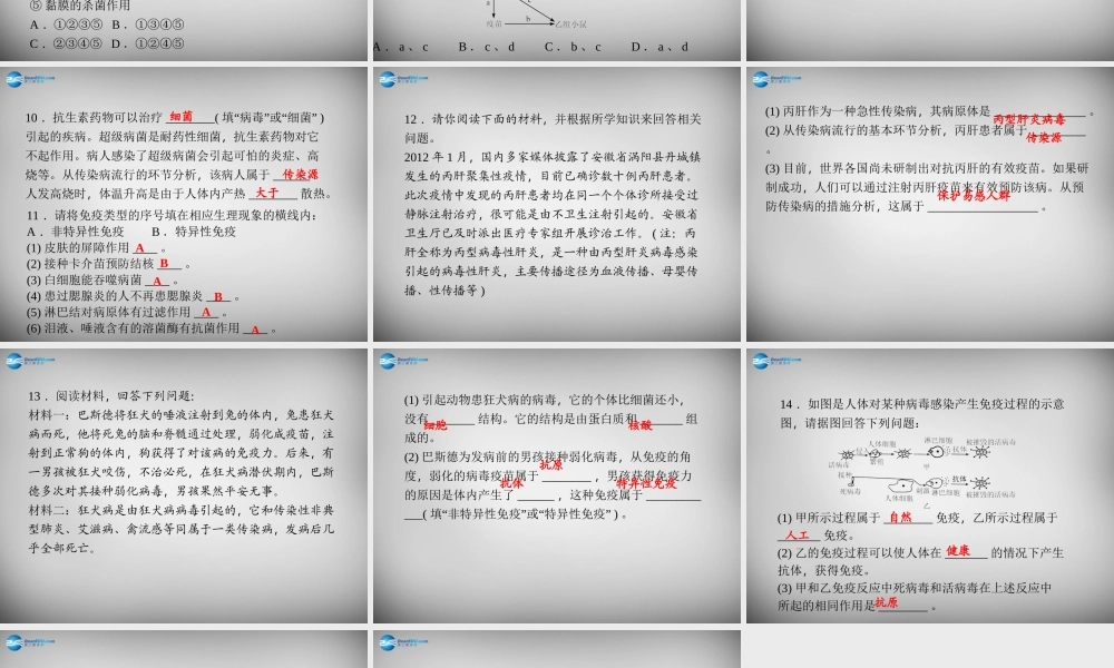 九年级科学下册 31-33周周清课件 浙教版 课件