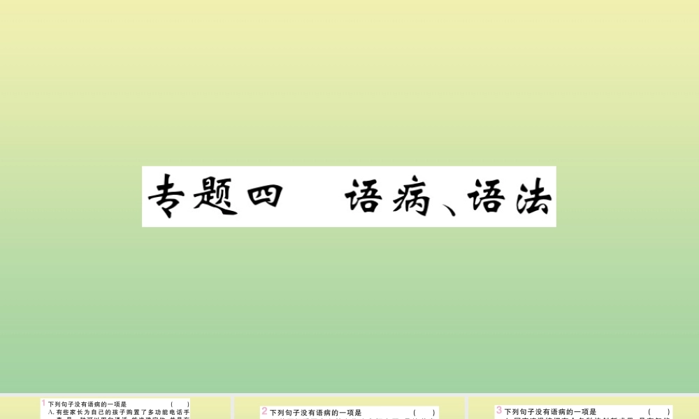 九年级语文上册 专题四 语病、语法作业课件 新人教版 课件