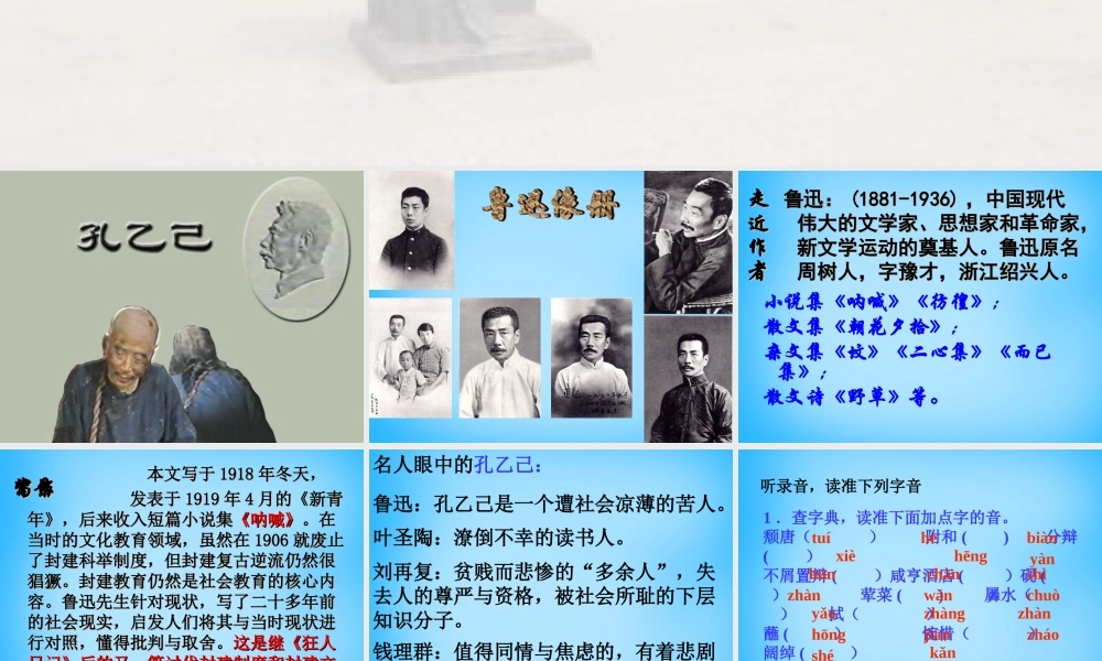 广东省东莞市石碣镇四海之星学校九年级语文下册 第5课(孔乙己)课件 新人教版 课件
