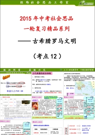 考点12概述古代希腊罗马的政治体制，知道它们重要的文明成就（b）（复习课件）