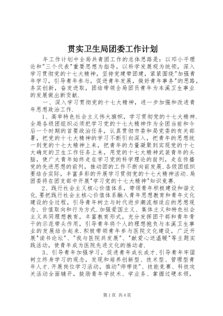 贯实卫生局团委工作计划