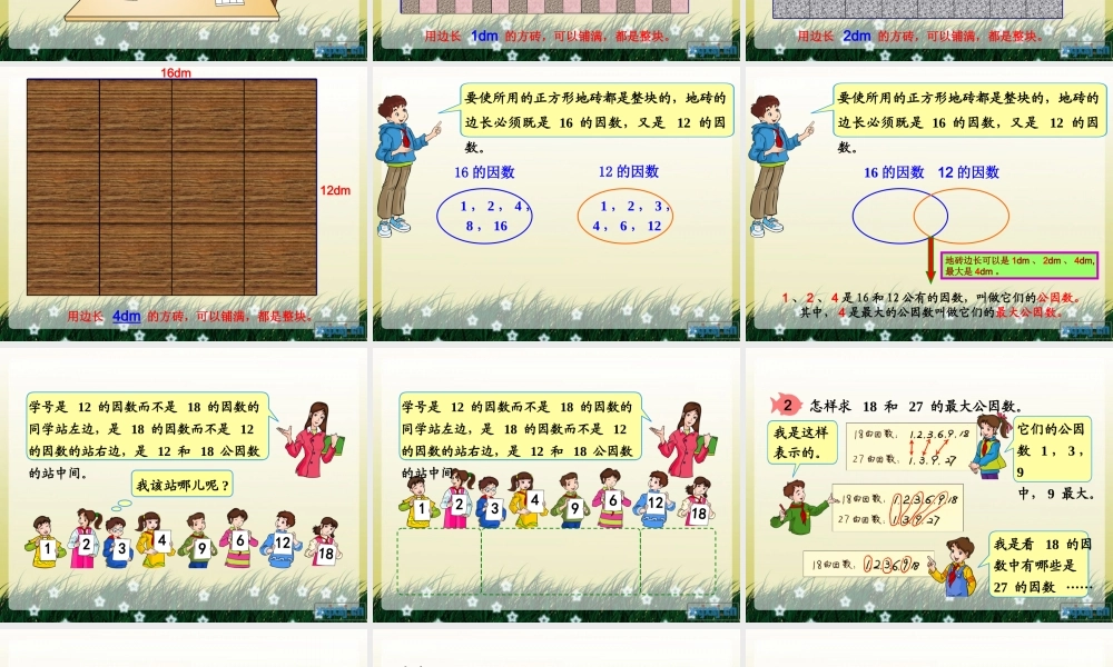 人教版五年级数学下册第四单元_最大公因数