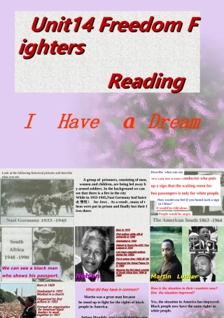 人教版高二英语Unit14 Martin Luther King 课件
