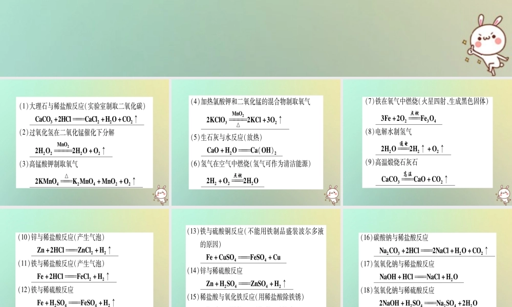 中考化学准点备考复习 专项突破三 化学方程式的书写课件 新人教版 课件