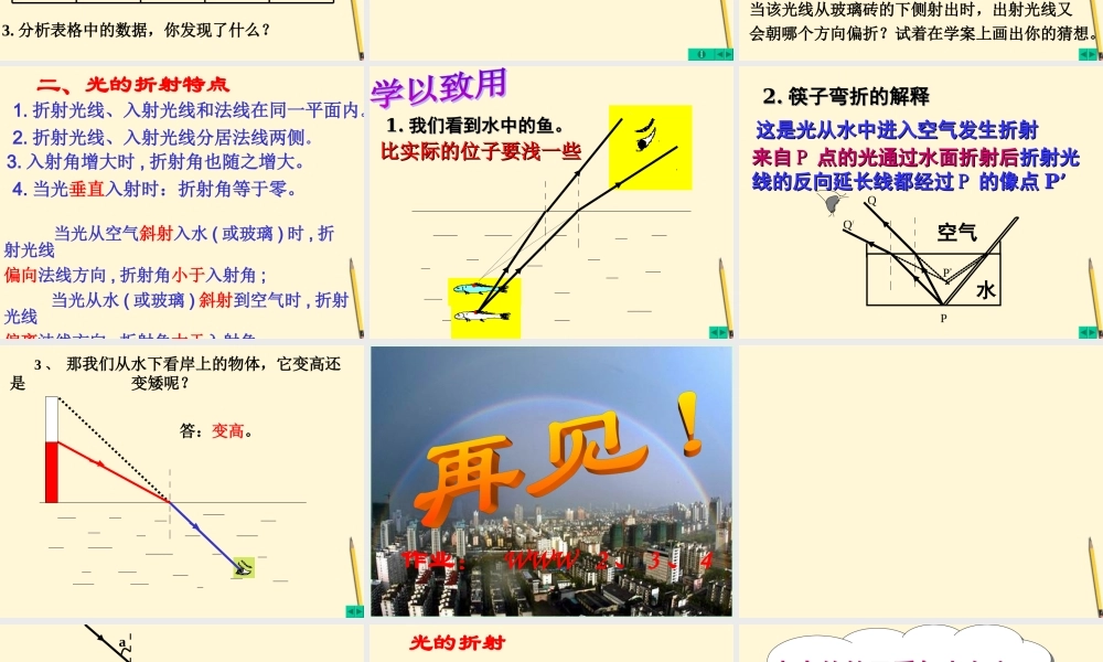八年级物理下册 8.4(光的折射)教案 北京课改版 课件