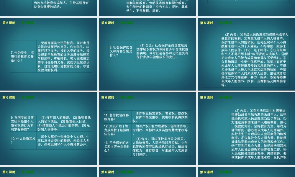 （回归课本）2014届中考政治第一轮概括《七年级下册我们的权益》（书本考点聚焦+典例拓展提升）课件教科版