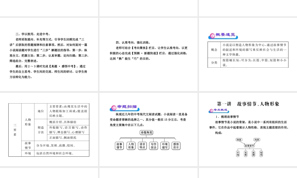 苏教版中考语文总复习课件：小说阅读（166页）
