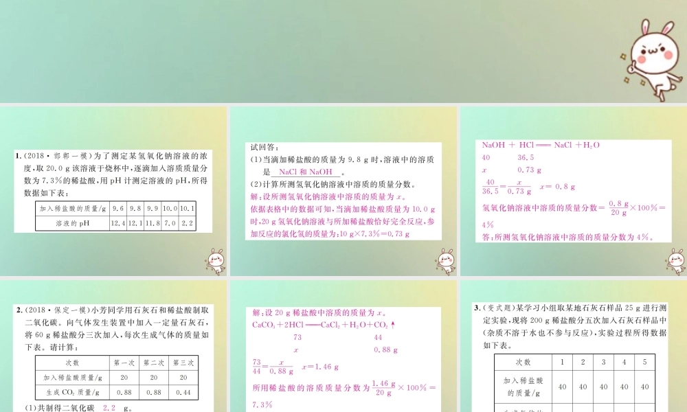 中考化学复习 题型复习(五)计算应用题 题型之四 表格型课件