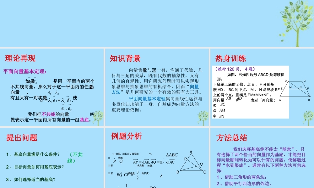 山西省忻州市高考数学 专题 平面向量的基底思想复习课件