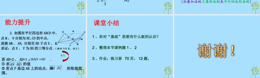 山西省忻州市高考数学 专题 平面向量的基底思想复习课件