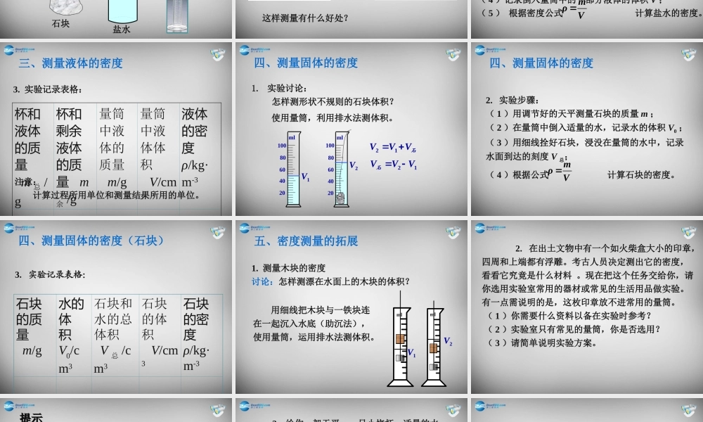 八年级物理上册 6.3 测量物质的密度课件3 (新版)新人教版 课件