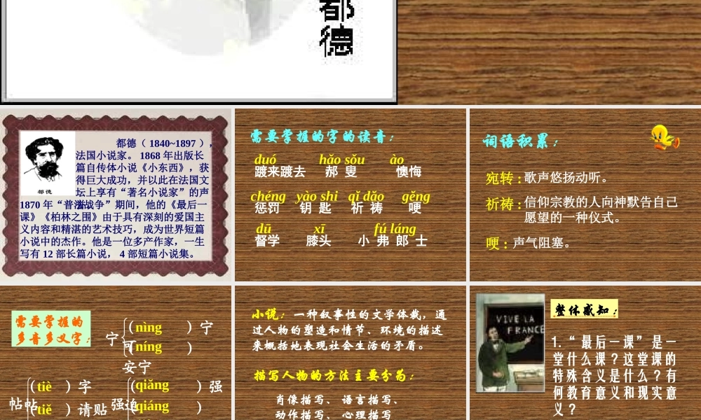 八年级语文最后一课课件1浙教版 课件