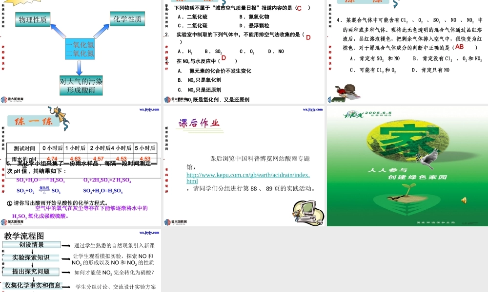 化学：4[1]32《二氧化氮和一氧化氮》课件（新人教版必修1）