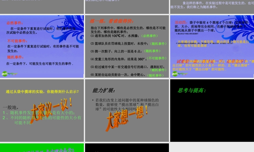 九年级数学上册 2511随机事件课件 人教新课标版 课件