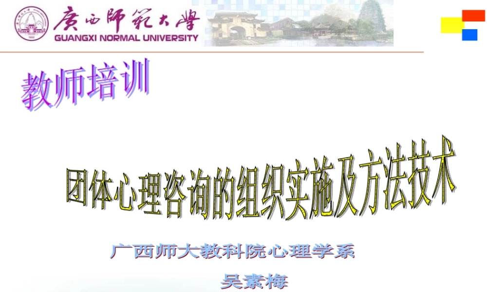 吴素梅团体心理辅导的组织实施及方法技术