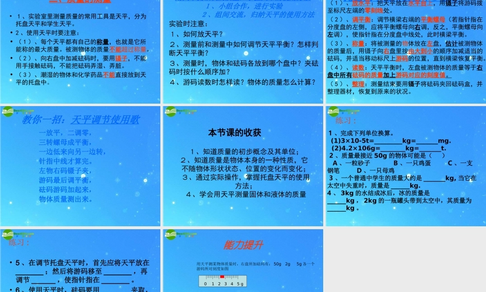 九年级物理下册 11章第二节课件 质量课件 人教新课标版 课件