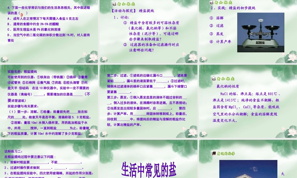《生活中常见的盐》课件