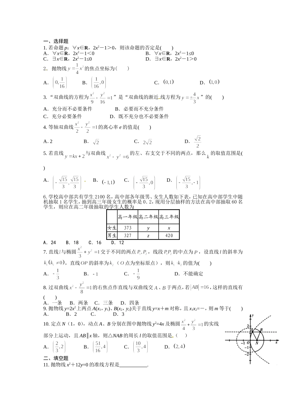 期末考试数学文科试题_第1页