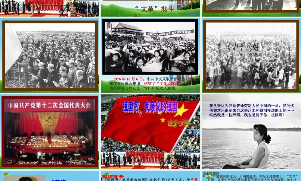 九年级语文下册(祖国啊，我亲爱的祖国)优秀课件(58页) 人教新课标版 课件