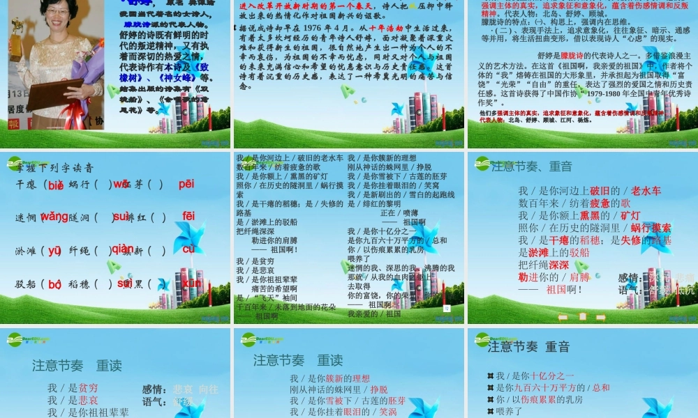 九年级语文下册(祖国啊，我亲爱的祖国)优秀课件(58页) 人教新课标版 课件