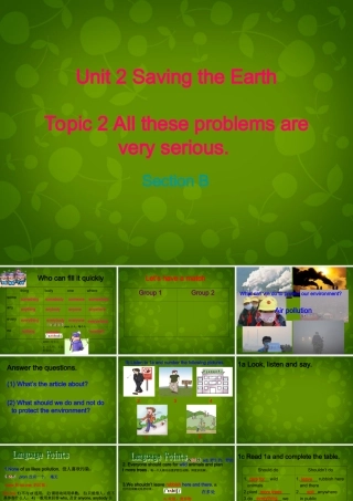 九年级英语上册 Unit 2 Topic 2 All these problems are very serious Section B课件 (新版)仁爱版 课件