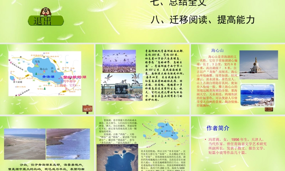 八年级语文上册(第3课 青海湖，梦幻般的湖)课件 语文版 课件