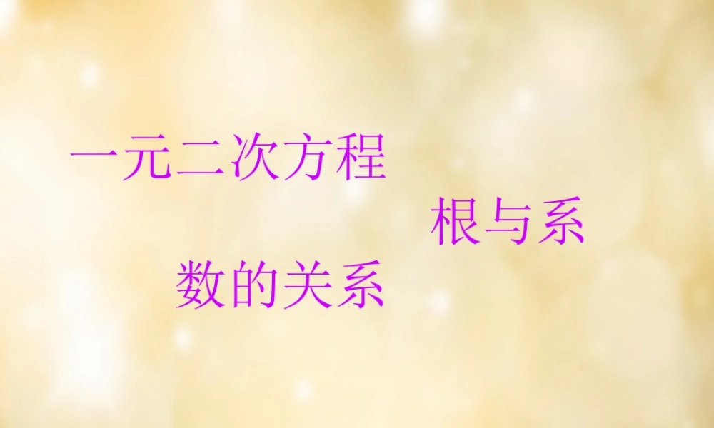 八年级数学下册 2.4 一元二次方程根与系数的关系课件 (新版)浙教版 课件