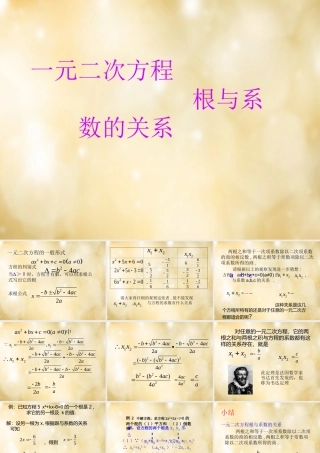八年级数学下册 2.4 一元二次方程根与系数的关系课件 (新版)浙教版 课件