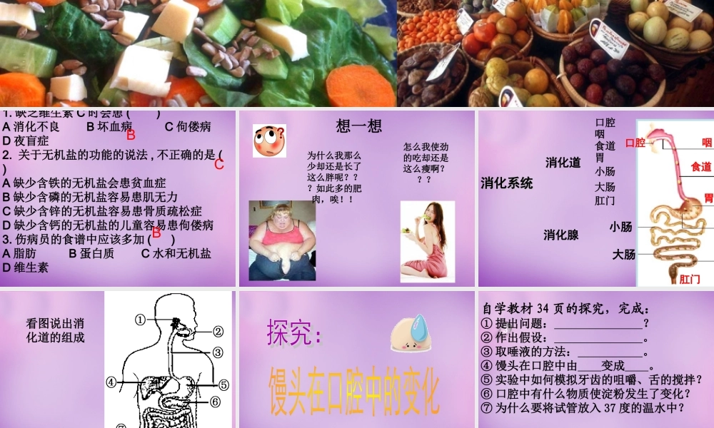 中学七年级生物下册 2.2 消化和吸收课件1 新人教版 课件