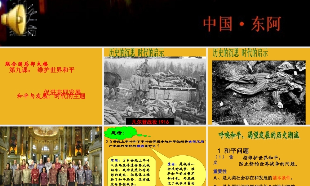 九年级政治 和平与发展：时代的主题 课件 粤教版 课件