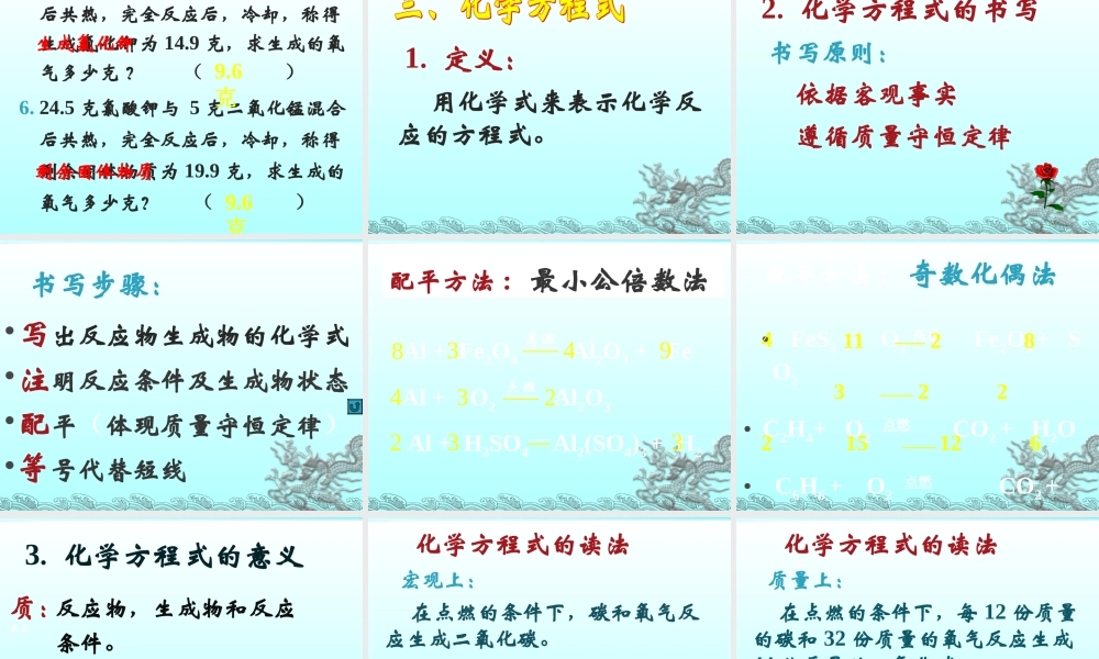 化学反应与质量守恒复习课