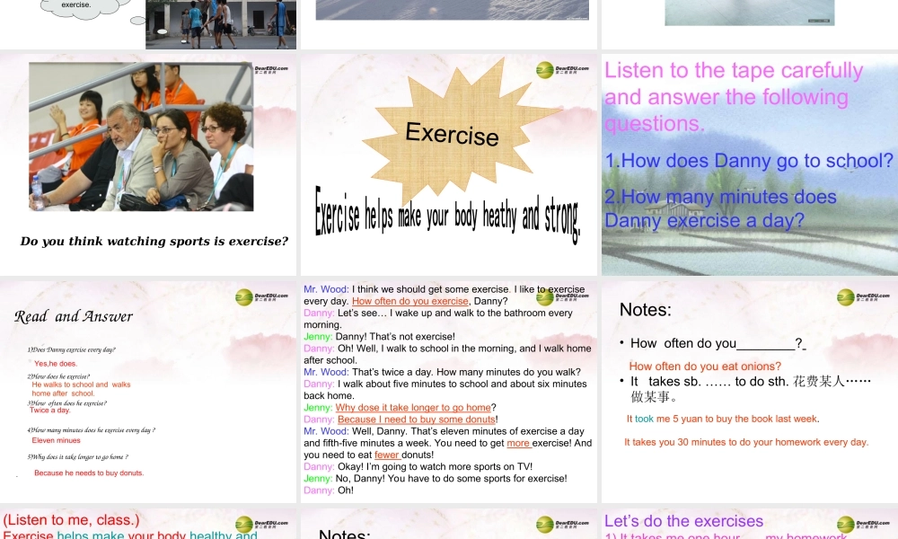 中学七年级英语下册 Lesson 54 Get Some Exercise！课件 冀教版 课件