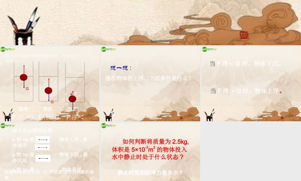 八年级物理下册 物体的浮沉条件课件 北师大版 课件