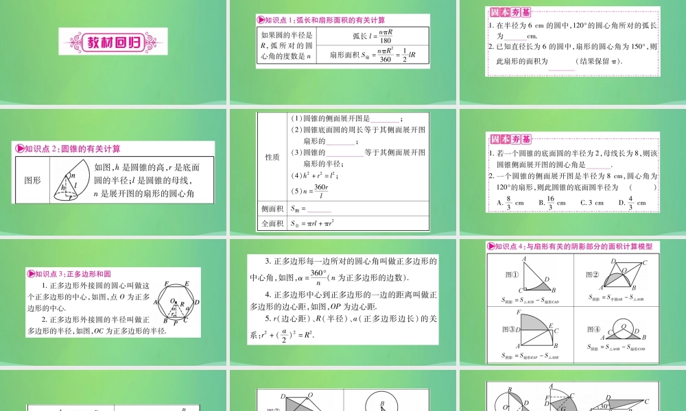 中考数学复习 第一轮 考点系统复习 第六章 圆 第三节 与圆有关的计算(精讲)课件