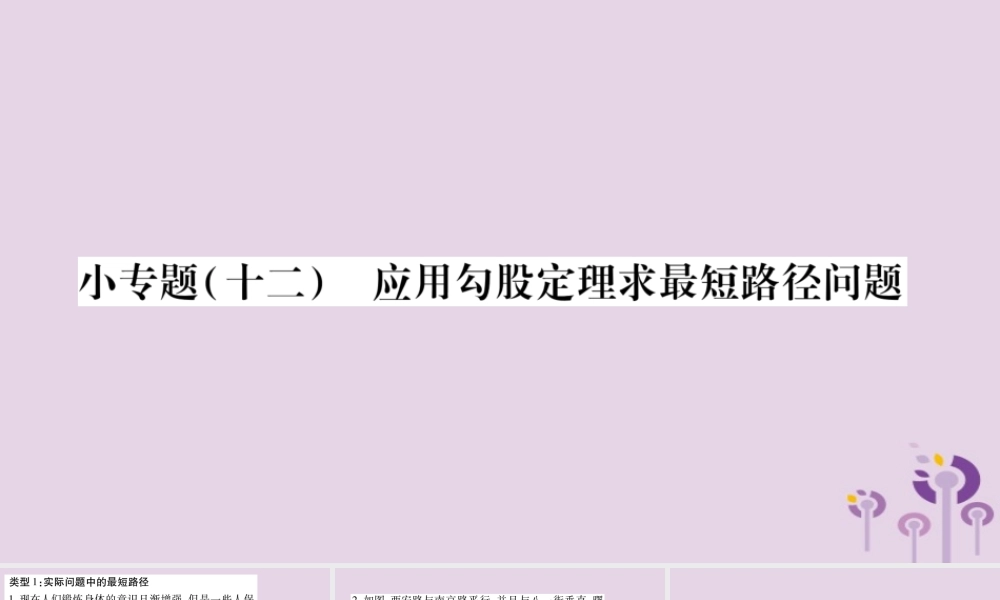 八年级数学上册 第14章 勾股定理 小专题(十二)应用勾股定理求最短路径问题作业课件 (新版)华东师大版 课件