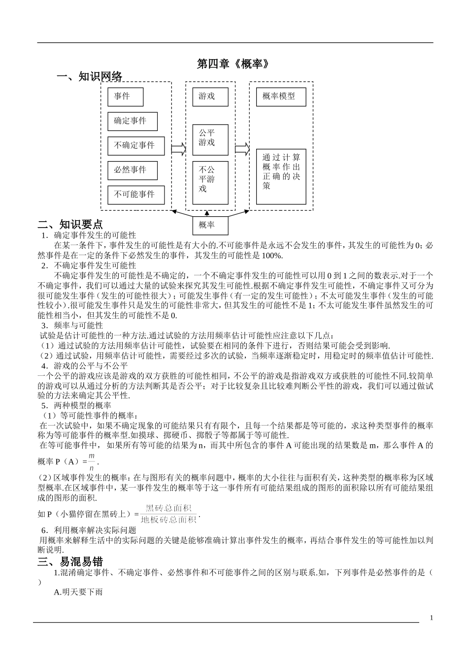 概率知识总结与测验_第1页