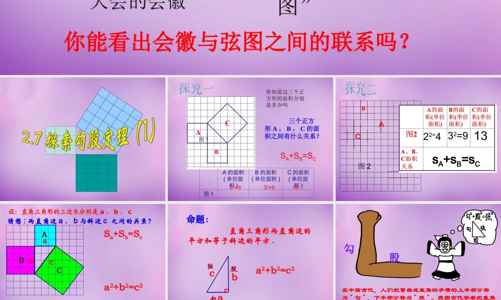 八年级数学上册 2.7 探索勾股定理(一)课件 (新版)浙教版 课件