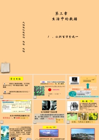七年级数学下册 3.1认识百万分之一课件 北师大版 课件