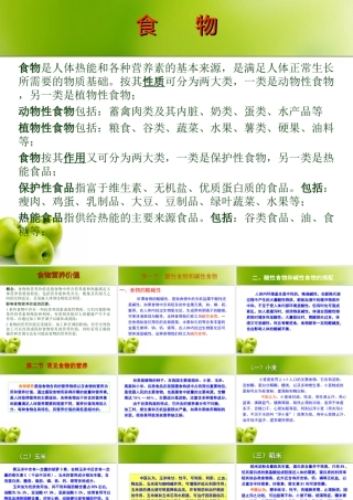 常晋丰常见食物的营养