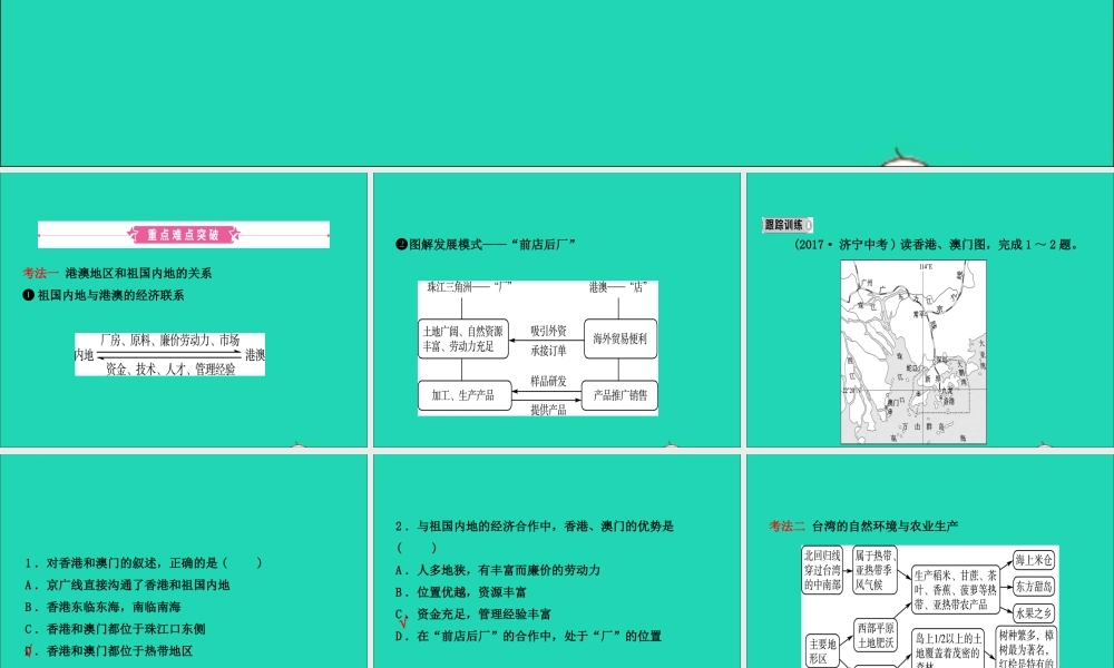 中考地理复习 七下 第七章 南方地区(第2课时)课件 鲁教版 课件